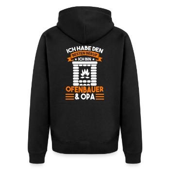 Ofenbauer Opa Großvater Kaminbauer - Unisex Premium Bio Zip Hoodie - Schwarz - Hinten - Nico (187cm)