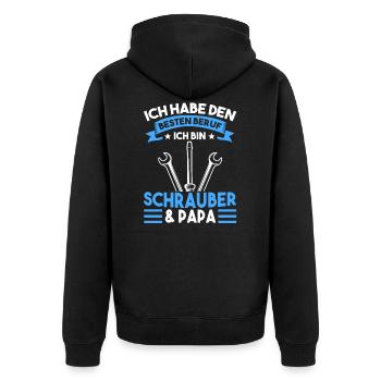 Mechatroniker Papa Vater Vatertag Schrauber - Unisex Premium Bio Zip Hoodie - Schwarz - Hinten - Nico (187cm)