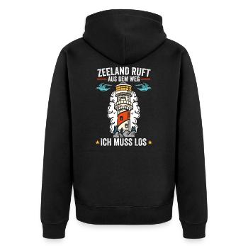 Holland Insel Zeeland - Unisex Premium Bio Zip Hoodie - Schwarz - Hinten - Nico (187cm)