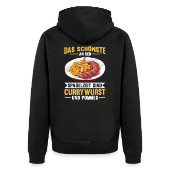 Currywurst - Unisex Premium Bio Zip Hoodie - Schwarz - Hinten - Nico (187cm)