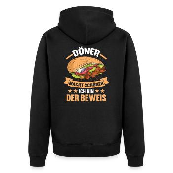 Döner Kebab - Unisex Premium Bio Zip Hoodie - Schwarz - Hinten - Nico (187cm)