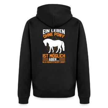 Pony Stall Ponybesitzer Reiten - Unisex Premium Bio Zip Hoodie - Schwarz - Hinten - Nico (187cm)