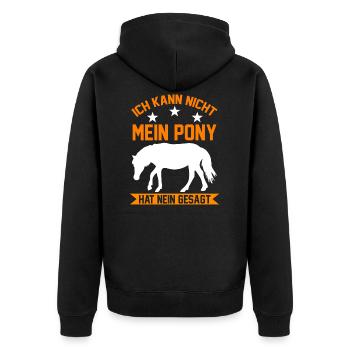 Pony Pferd Pony Ponybesitzer - Unisex Premium Bio Zip Hoodie - Schwarz - Hinten - Nico (187cm)