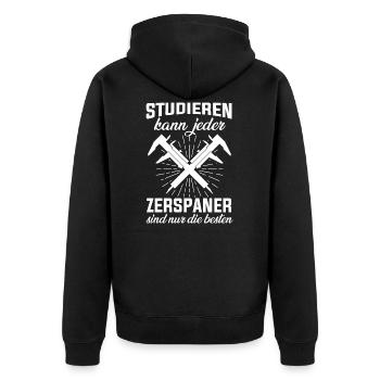 Zerspaner Fräser Dreher Zerspanungsmechaniker - Unisex Premium Bio Zip Hoodie - Schwarz - Hinten - Nico (187cm)