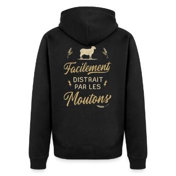 Mouton Humour Agricultrice Agriculteur Agricole - Veste à capuche bio Premium Unisexe - noir - Dos - Nico (187cm)