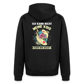 Fische Kois Koi - Unisex Premium Bio Zip Hoodie - Schwarz - Hinten - Nico (187cm)