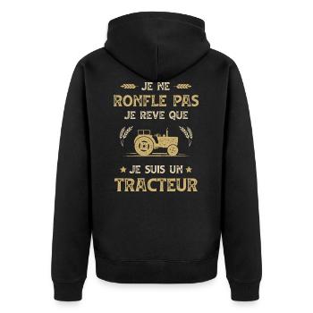 Tracteur Humour Vintage Agriculteur Ronfle Fermier - Veste à capuche bio Premium Unisexe - noir - Dos - Nico (187cm)