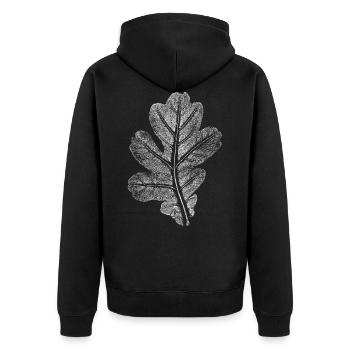 Eichenblatt Original Druck / Blatt Eiche - Unisex Premium Bio Zip Hoodie - Schwarz - Hinten - Nico (187cm)