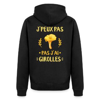 J'ai Champignons Girolle Champignon Cueillette Tee - Veste à capuche bio Premium Unisexe - noir - Dos - Nico (187cm)