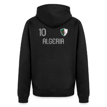 Algeria Football Team - Unisex Premium Organic Zip Hoodie - black - Back - Nico (187cm)