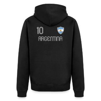 Argentinien Fußball Mannschaft - Unisex Premium Bio Zip Hoodie - Schwarz - Hinten - Nico (187cm)