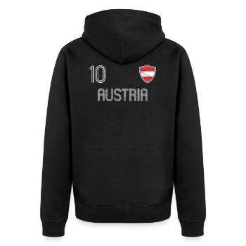 Österreich Fußball Mannschaft - Unisex Premium Bio Zip Hoodie - Schwarz - Hinten - Nico (187cm)