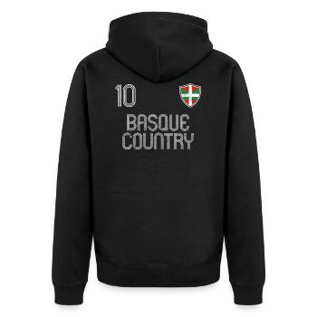 Baskenland Fußball Mannschaft - Unisex Premium Bio Zip Hoodie - Schwarz - Hinten - Nico (187cm)