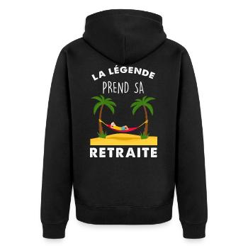 Retraité retraite idée cadeau départ en retraite - Veste à capuche bio Premium Unisexe - noir - Dos - Nico (187cm)