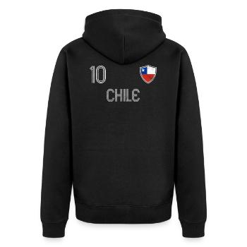 Chile Fußball Mannschaft - Unisex Premium Bio Zip Hoodie - Schwarz - Hinten - Nico (187cm)