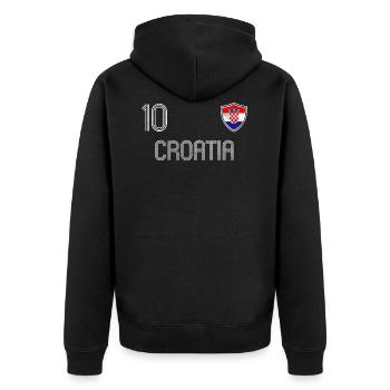 Croatia Football Team - Unisex Premium Organic Zip Hoodie - black - Back - Nico (187cm)