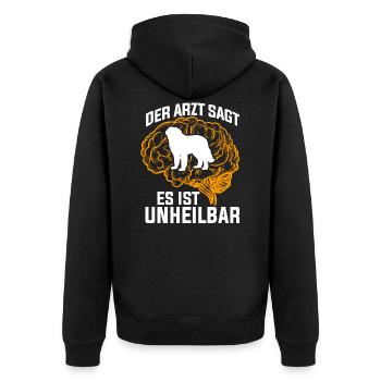 DerArzt sagt es ist unheilbar Hund - Unisex Premium Bio Zip Hoodie - Schwarz - Hinten - Nico (187cm)