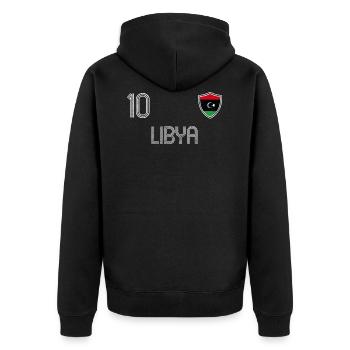 Libyen Fußball Mannschaft - Unisex Premium Bio Zip Hoodie - Schwarz - Hinten - Nico (187cm)