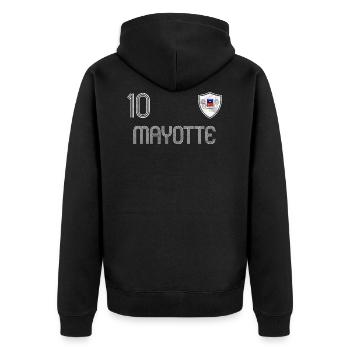 Mayotte Fußball Mannschaft - Unisex Premium Bio Zip Hoodie - Schwarz - Hinten - Nico (187cm)