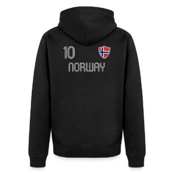 Norway Football Team - Unisex Premium Organic Zip Hoodie - black - Back - Nico (187cm)