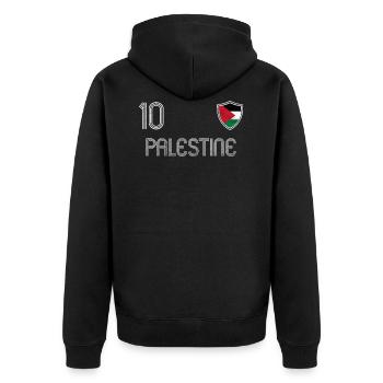 Palestine Football Team - Unisex Premium Organic Zip Hoodie - black - Back - Nico (187cm)