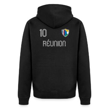 Réunion équipe de football - Veste à capuche bio Premium Unisexe - noir - Dos - Nico (187cm)