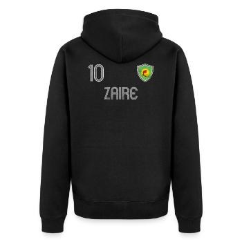Zaire Fußball Mannschaft - Unisex Premium Bio Zip Hoodie - Schwarz - Hinten - Nico (187cm)