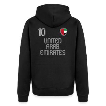 United Arab Emirates Football Team - Unisex Premium Organic Zip Hoodie - black - Back - Nico (187cm)