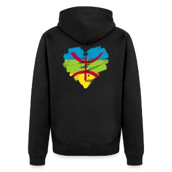 Amazigh - Unisex Premium Bio Zip Hoodie - Schwarz - Hinten - Nico (187cm)