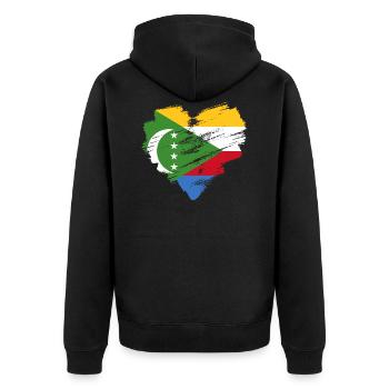 Comoros - Unisex Premium Organic Zip Hoodie - black - Back - Nico (187cm)