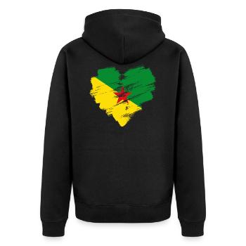 Französisch-Guayana - Unisex Premium Bio Zip Hoodie - Schwarz - Hinten - Nico (187cm)