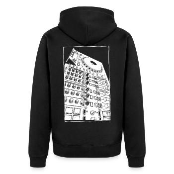Shirt für Techno, Trance, Deep House Fans - Unisex Premium Bio Zip Hoodie - Schwarz - Hinten - Nico (187cm)