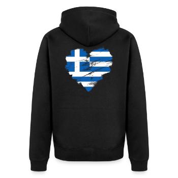 Griechenland - Unisex Premium Bio Zip Hoodie - Schwarz - Hinten - Nico (187cm)