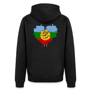 Mapuche - Unisex Premium Bio Zip Hoodie - Schwarz - Hinten - Nico (187cm)
