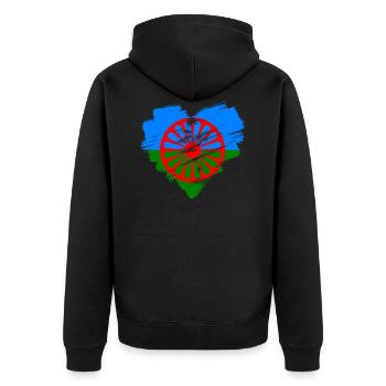 Roma - Unisex Premium Organic Zip Hoodie - black - Back - Nico (187cm)