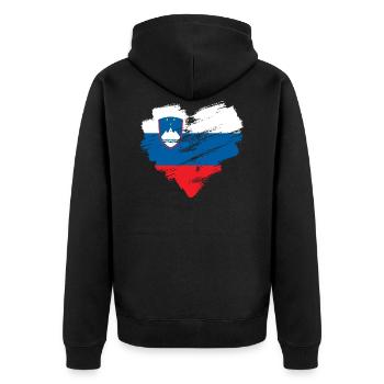 Slowenien - Unisex Premium Bio Zip Hoodie - Schwarz - Hinten - Nico (187cm)