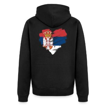 Serbien - Unisex Premium Bio Zip Hoodie - Schwarz - Hinten - Nico (187cm)
