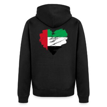 Vereinigte Arabische Emirate - Unisex Premium Bio Zip Hoodie - Schwarz - Hinten - Nico (187cm)
