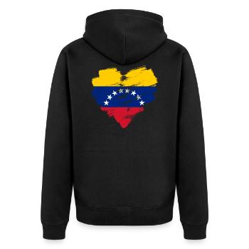 Venezuela - Unisex Premium Organic Zip Hoodie - black - Back - Nico (187cm)