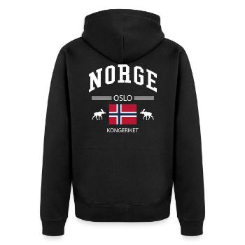 Norway - Unisex Premium Organic Zip Hoodie - black - Back - Nico (187cm)