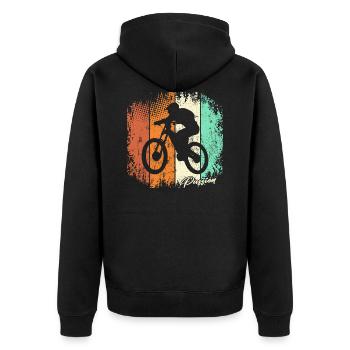 Fahrrad MTB Mountainbike Downhill Mountainbiker - Unisex Premium Bio Zip Hoodie - Schwarz - Hinten - Nico (187cm)