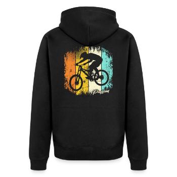 Fahrrad MTB Mountainbiker Downhill Mountain Bike - Unisex Premium Bio Zip Hoodie - Schwarz - Hinten - Nico (187cm)