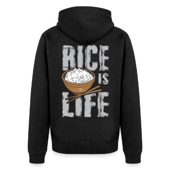 Rice Is Life Rice Bowl - Unisex Premium Organic Zip Hoodie - black - Back - Nico (187cm)