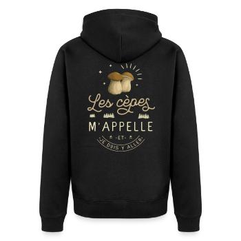 Cèpe Champignon Cueillette Cèpes Champignons - Veste à capuche bio Premium Unisexe - noir - Dos - Nico (187cm)