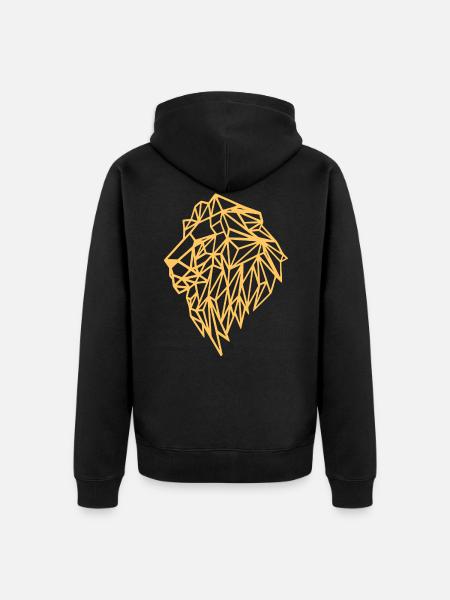Lion Geometric Line - Unisex Premium Organic Zip Hoodie - black