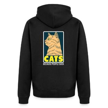Cats Because People Suck - Katzenliebhaber Humor - Unisex Premium Bio Zip Hoodie - Schwarz - Hinten - Nico (187cm)