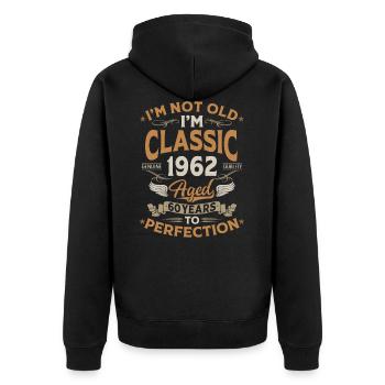 60ème Anniversaire 1962 Classic Vintage Cadeau - Veste à capuche bio Premium Unisexe - noir - Dos - Nico (187cm)