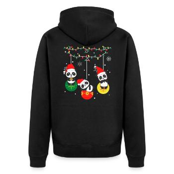 Panda Christmas - Unisex Premium Organic Zip Hoodie - black - Back - Nico (187cm)