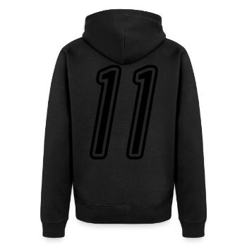 11 Numéro de numéro - Veste à capuche bio Premium Unisexe - noir - Dos - Nico (187cm)