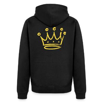 Couronne - grafitti jaune, coup de pinceau doré - Veste à capuche bio Premium Unisexe - noir - Dos - Nico (187cm)